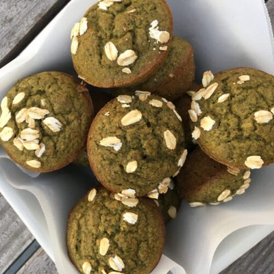 Banana Spinach Almond Butter Muffins