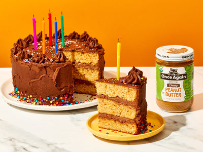 50th Birthday Cake: Peanut Butter Cake with Chocolate Buttercream Frosting