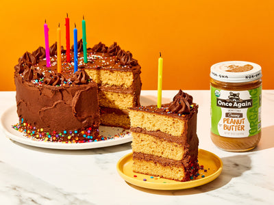 50th Birthday Cake: Peanut Butter Cake with Chocolate Buttercream Frosting