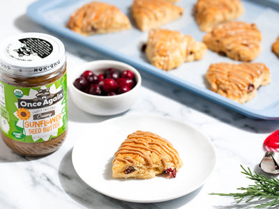 Cranberry Scones with Sunflower Seed Butter Frosting