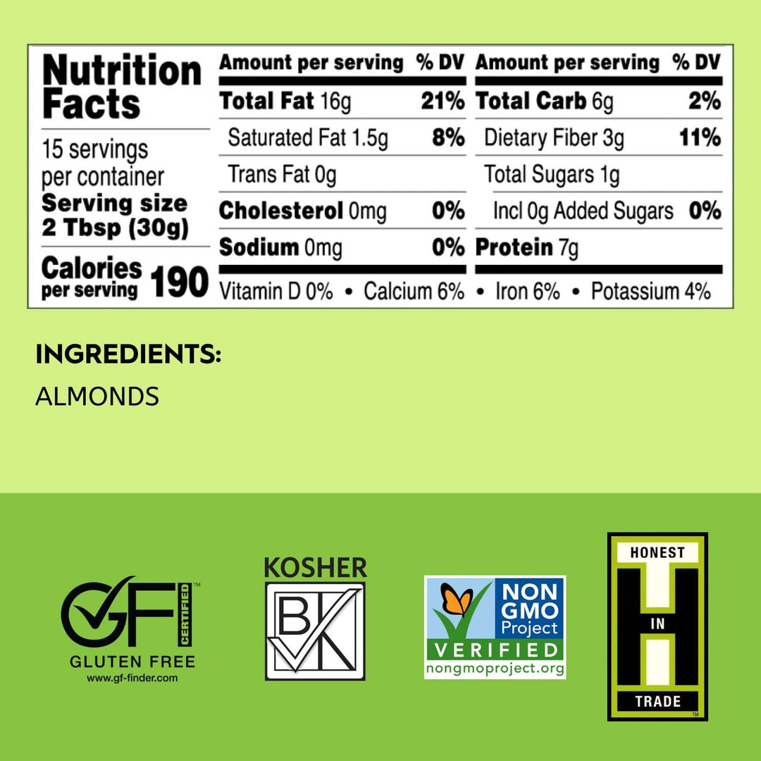 Natural Way Almond Butter With Olive Oil - 16oz Jar, No Palm Oil, Non-GMO & Gluten Free