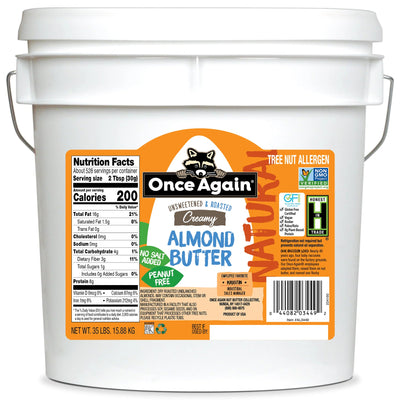 Once Again Nut Butter Almond Butter 35 lbs Bucket / Each Creamy Natural Almond Butter Bucket - Roasted - 35 lbs