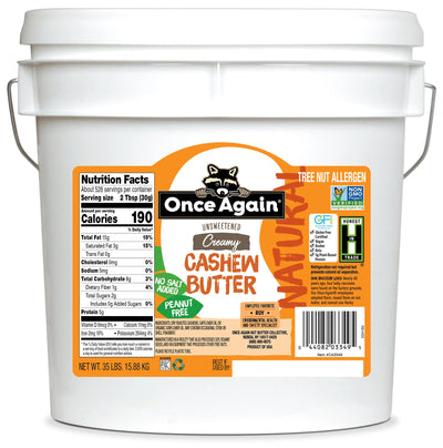 Once Again Nut Butter Cashew Butter 35 lbs Bucket / Each Natural Cashew Butter Bucket - 35 lbs