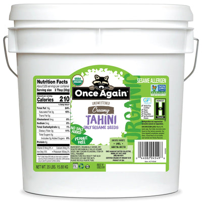 Once Again Tahini 35 lbs Bucket / Each Organic Sesame Tahini - Salt Free, Unsweetened - 35 lbs